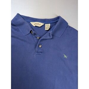 Eddie Bauer Mens Polo Shirt Blue Short Sleeve Classic Fit Bird Logo Size L